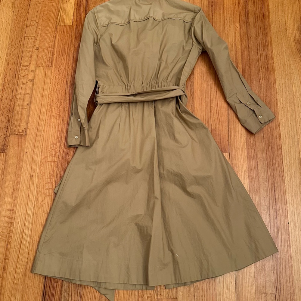 J. Crew Tie-Waist Shirtdress in cotton poplin Tan khaki color Size 4(#2) - Picture 7 of 16